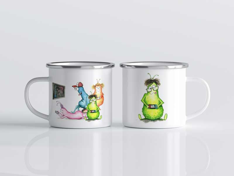 Emaille Tasse mit deinem Lieblings Medien-Monster